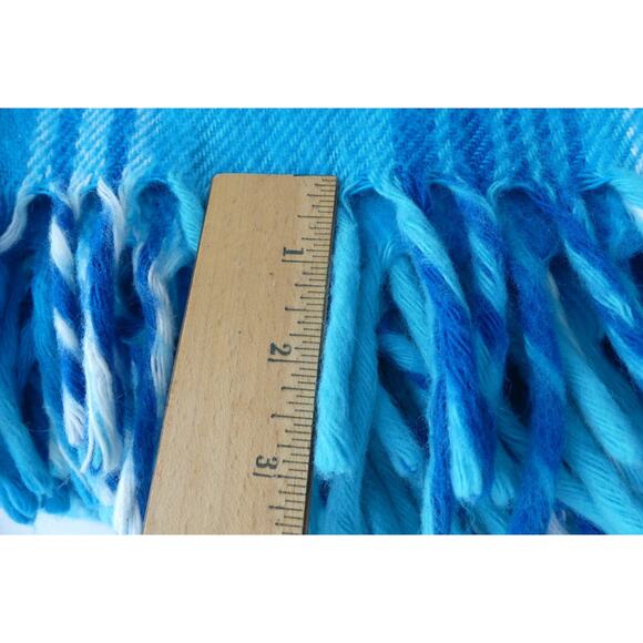 Carnation Hot Cocoa Blue Plaid Throw Blanket 52 x 54" Promo Teal Blue Fringe - Picture 8 of 8